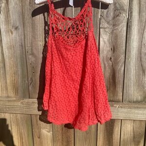 Free People cotton coral sleeveless shirt